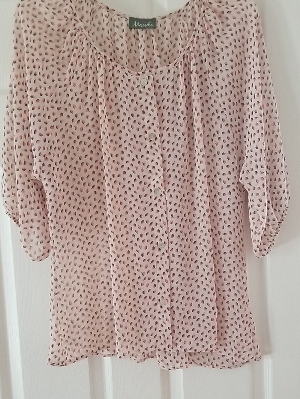 Maude Cream Printed Button-Front Blouse